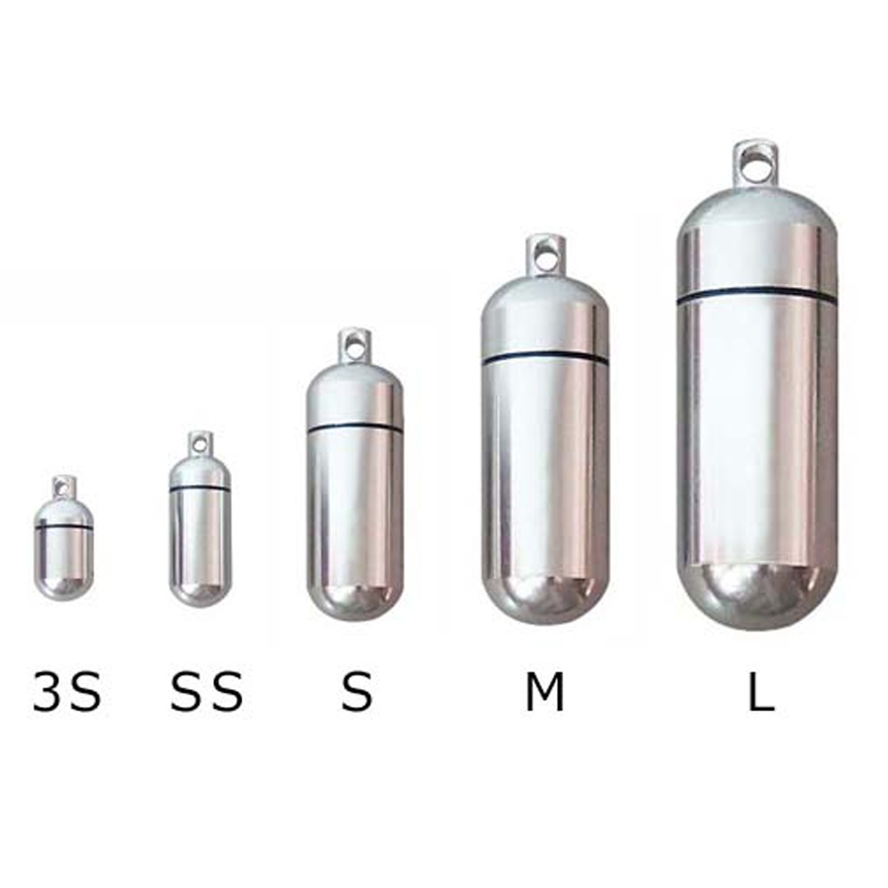 カラーアルミカプセル SSサイズ マットシルバー キーホルダー 555 S 付き