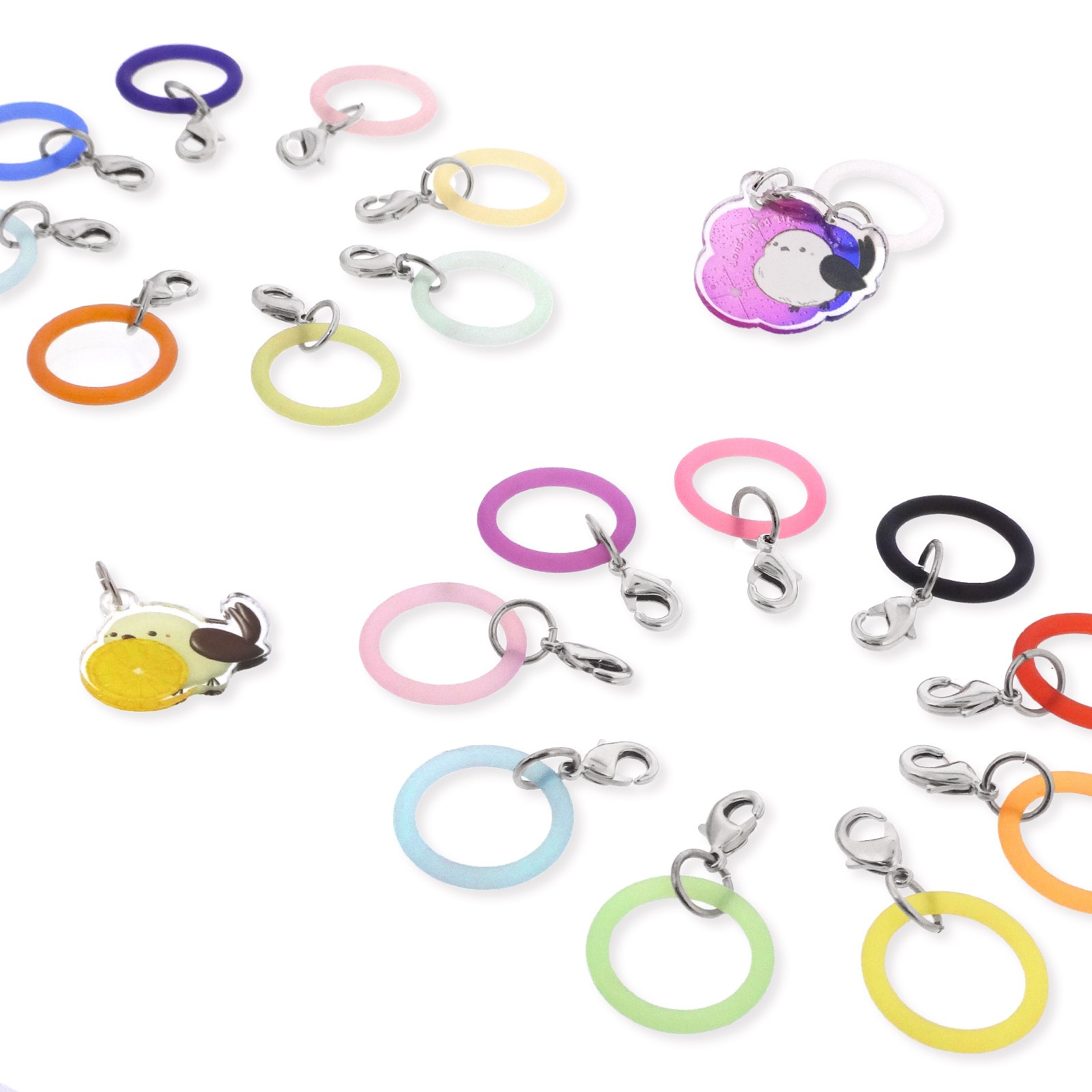 アンブレラマーカー 持ち手タイプ カニカンフック付き シルバー 5個セット ネイビーブルー【ネット限定販売】