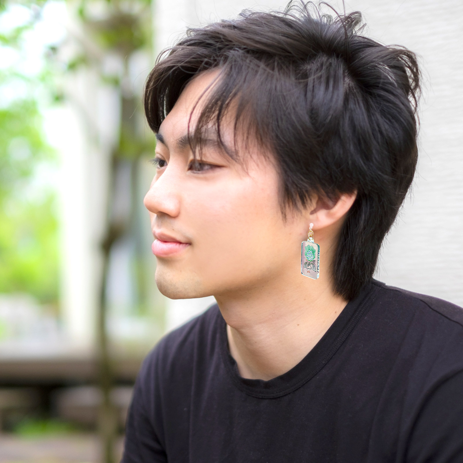 麻雀牌ピアス 樹脂ピアス フックタイプ 一索／七索 ホワイト 1ペア（2個組）
