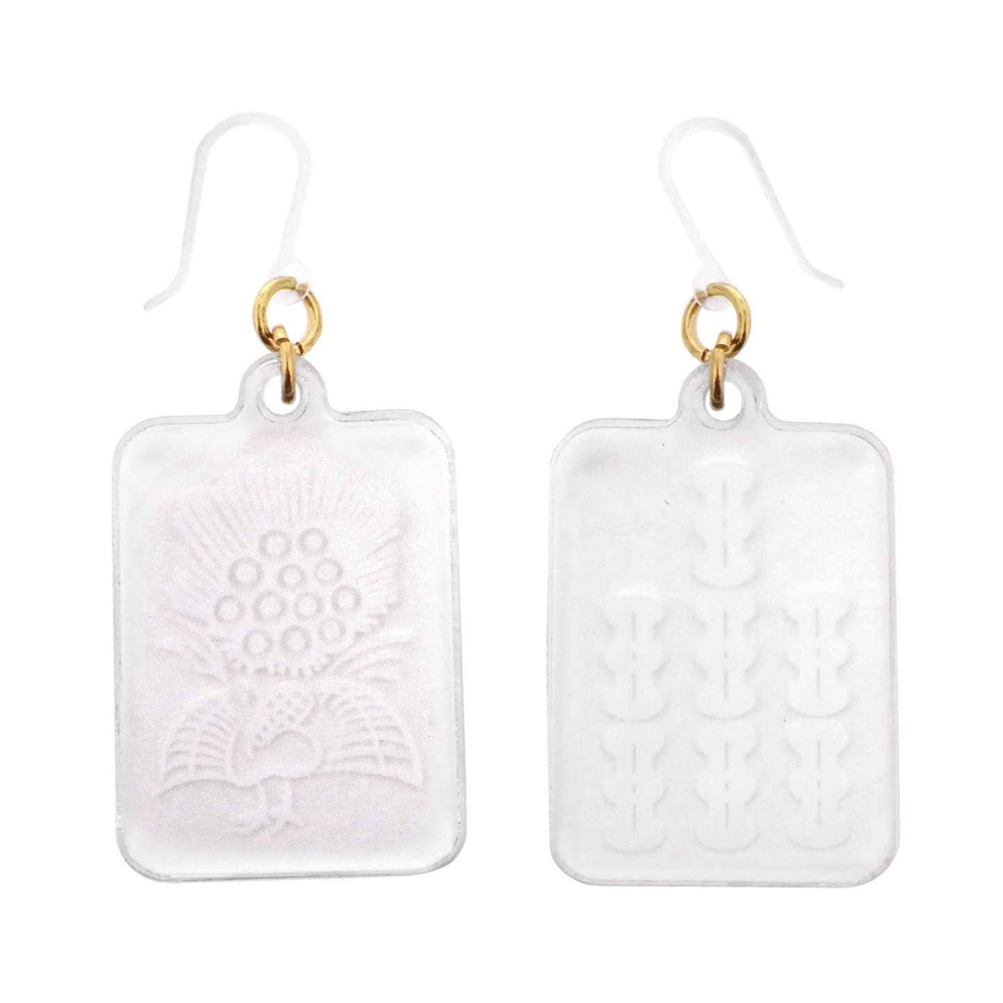 麻雀牌ピアス 樹脂ピアス フックタイプ 一索／七索 ホワイト 1ペア（2