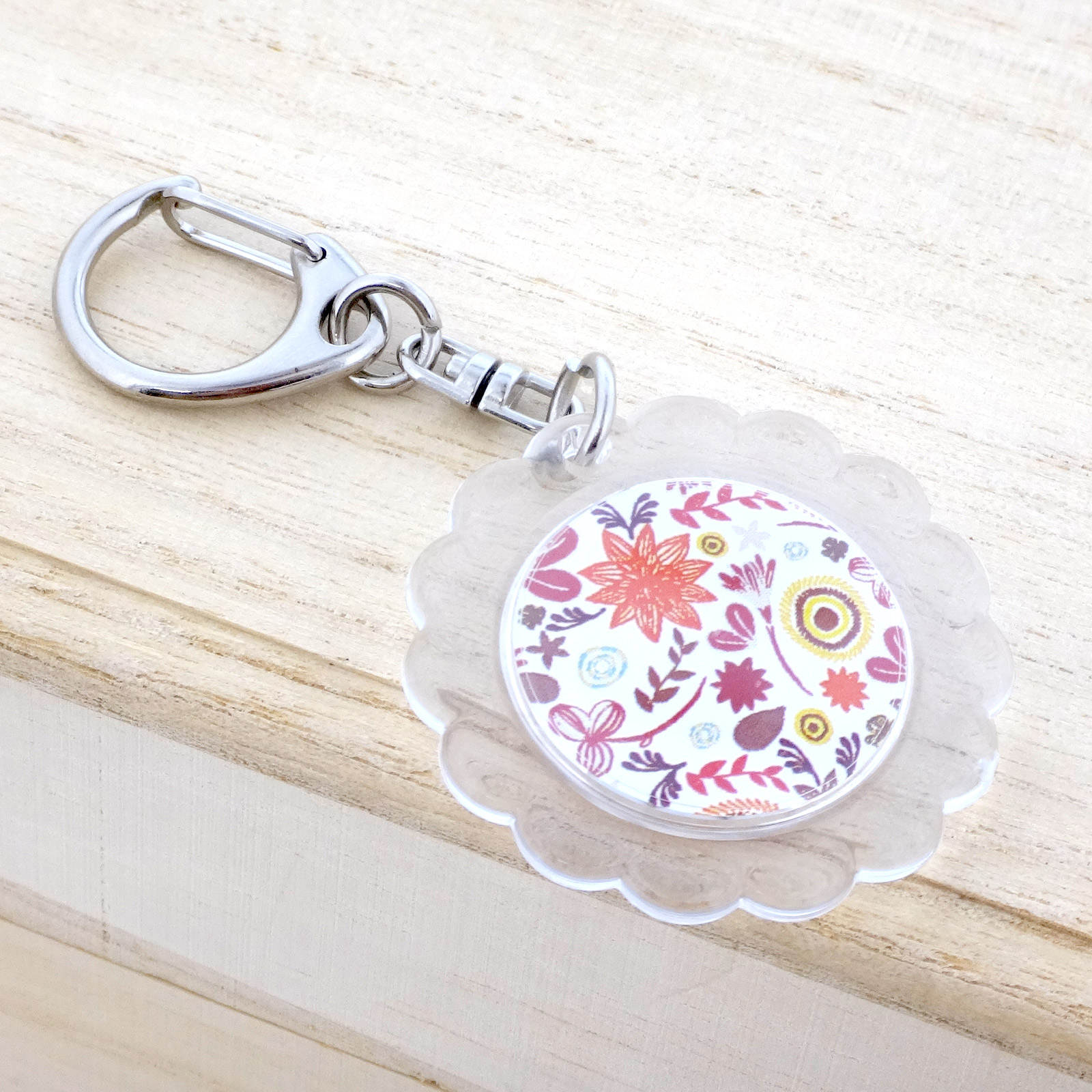 ハメパチ フラワー型 KF25 キーホルダー 555 S 付き （CAK-F25A