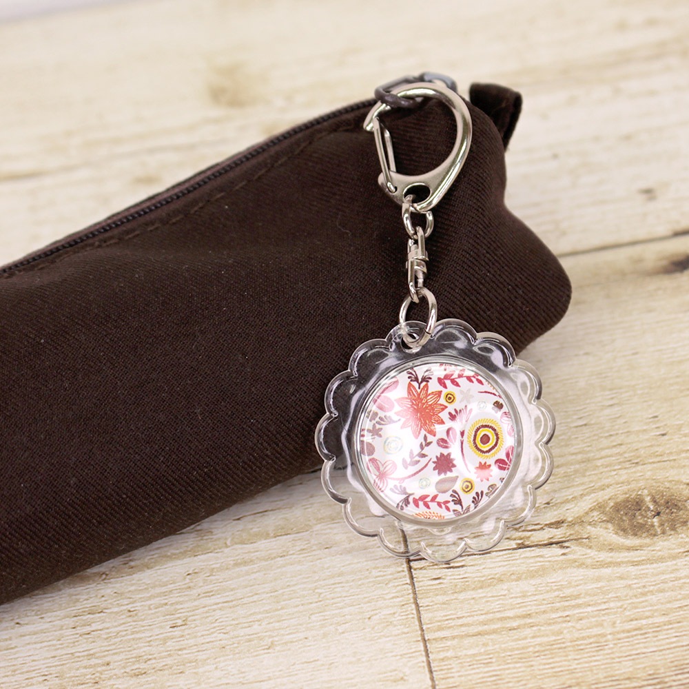 ハメパチ フラワー型 KF25 キーホルダー 555 S 付き （CAK-F25A