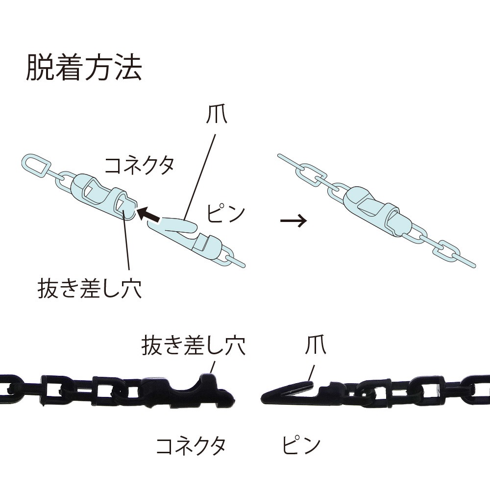 プラスチックチェーン チェーンLOX リリース 不透明 レッド｜パーツ