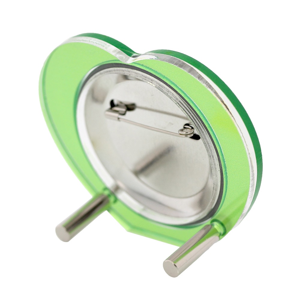 アクリル 缶バッジスタンド アクリルフレーム ハート グリーン｜パーツ