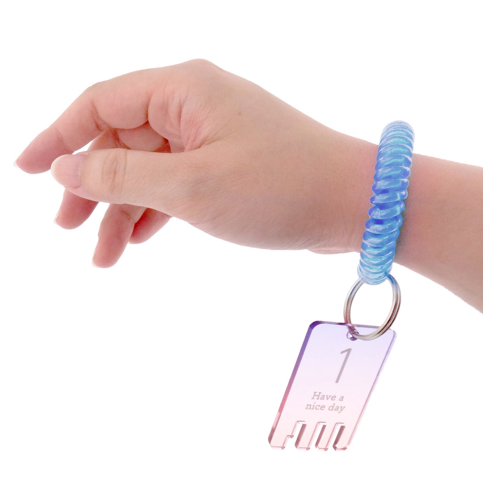 ロッカーキー コイルブレスレット ウレタンブレス 鉄製二重リング付(T)