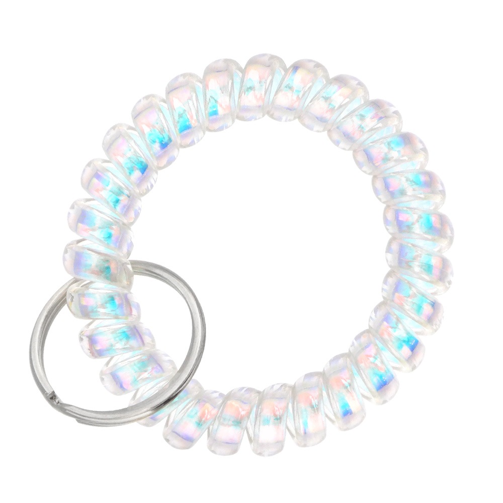 ロッカーキー コイルブレスレット ウレタンブレス 鉄製二重リング付(T)