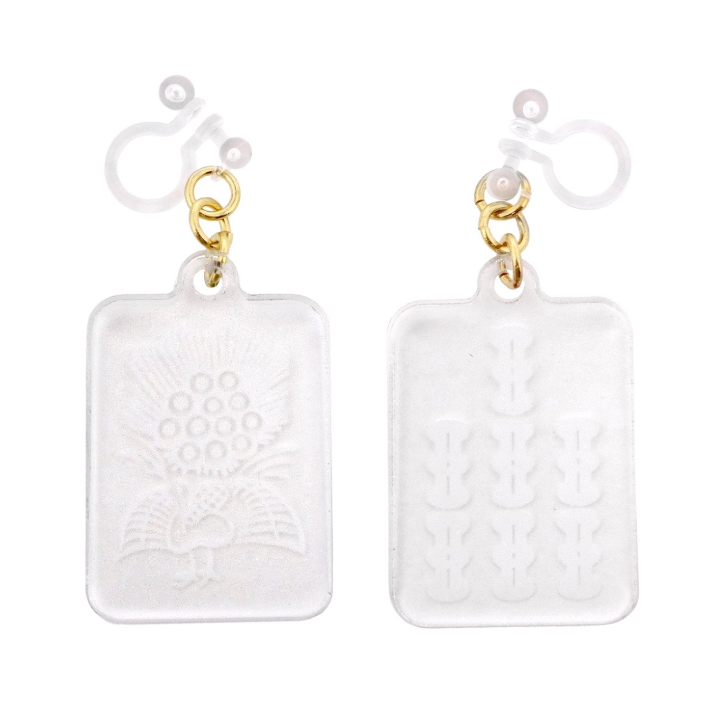 麻雀牌イヤリング 樹脂イヤリング 一索／七索 ホワイト 1ペア（2個組）