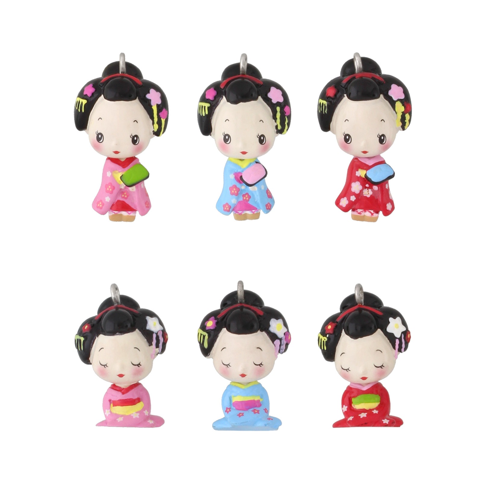 着物を着た女の子のストラップ3点セット 即購入OK 座敷わらし 一粒万倍