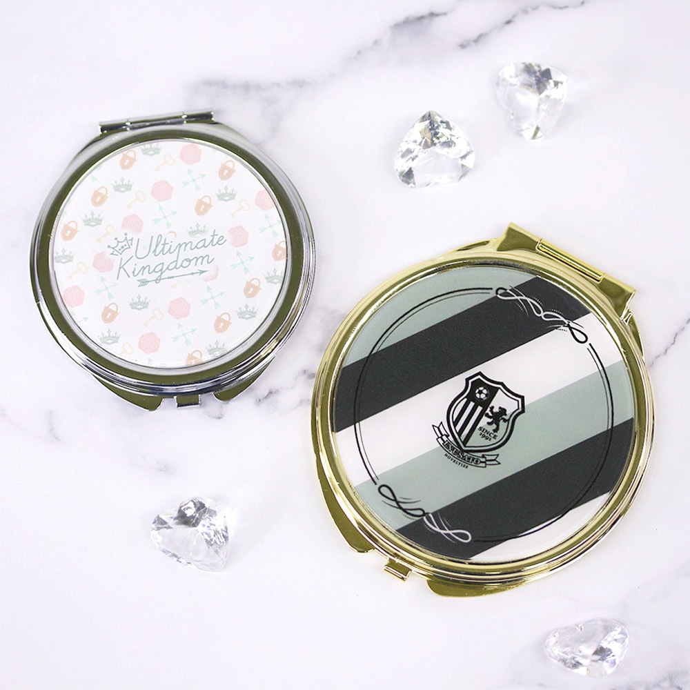 コンパクトミラー 落とし付き ネコ型 68×75mm シルバー｜パーツ