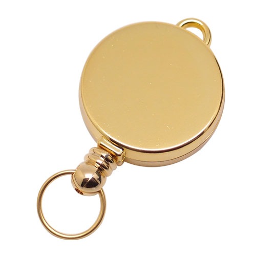 ○両面フラットボディ○ ツボ付リールキーホルダー ゴールド 【在庫限り】