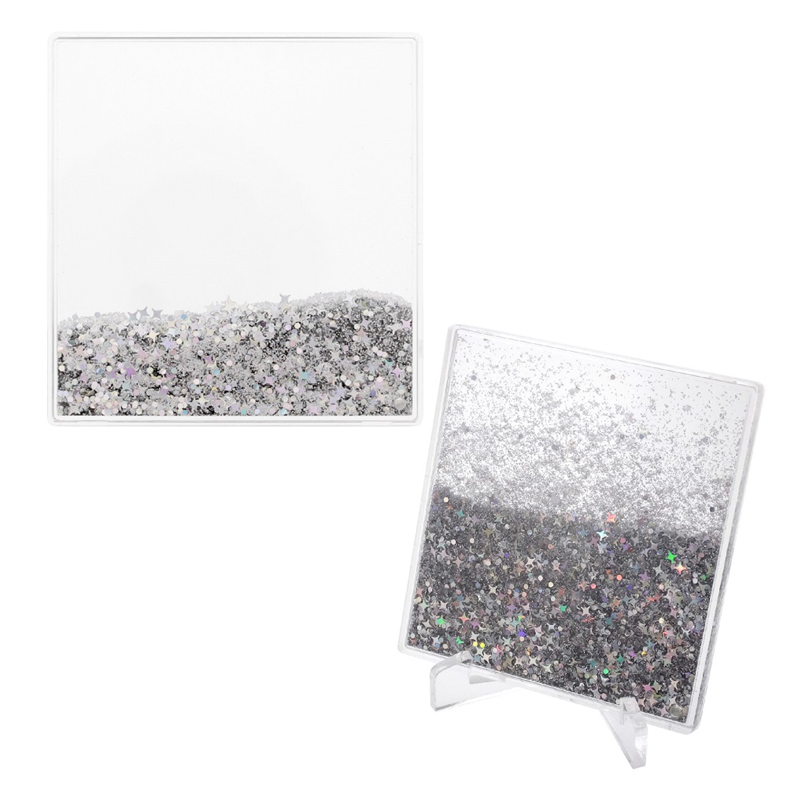 オイルイン アクリルプレート 78mm×73.5mm グリッターラメ入り クリア