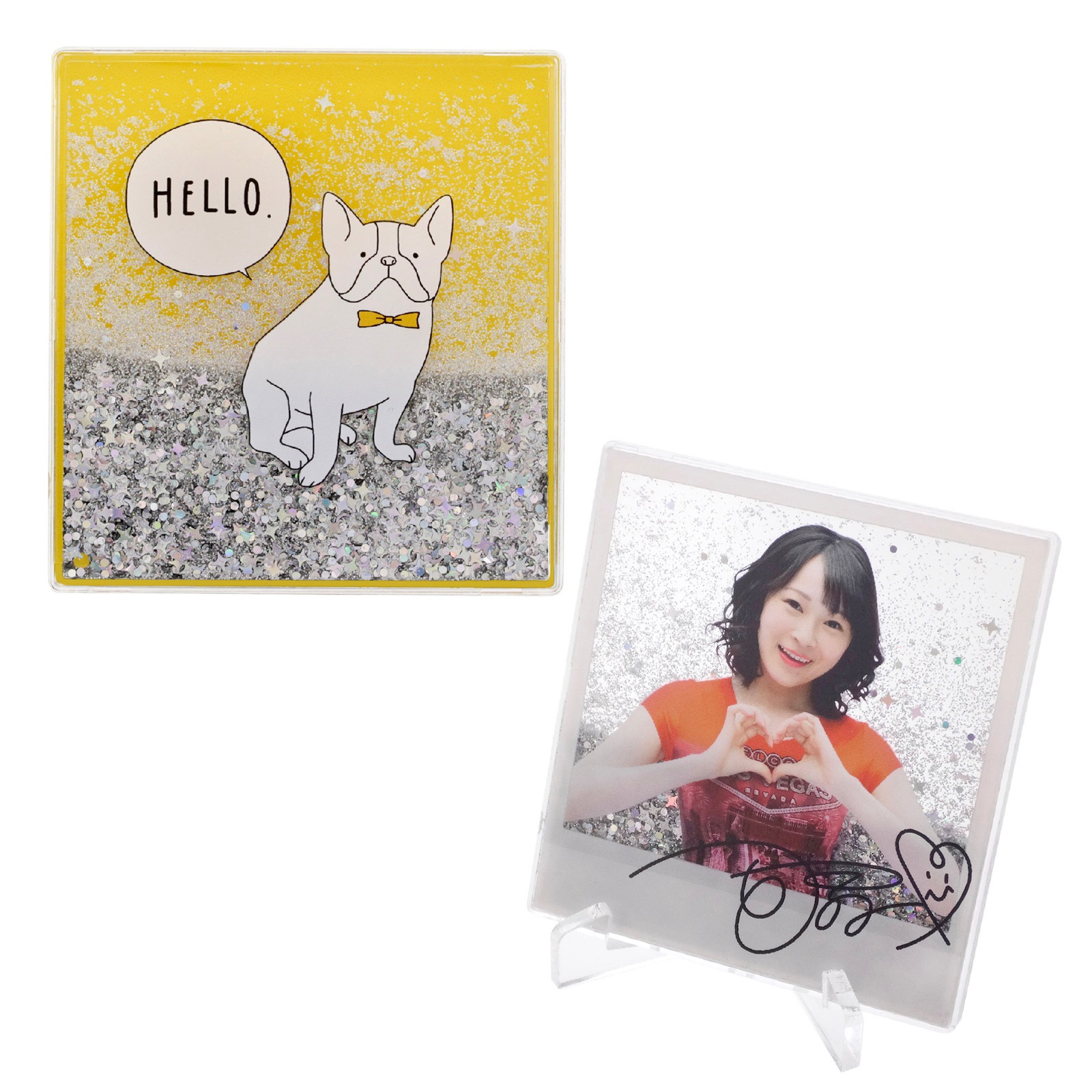 オイルイン アクリルプレート 78mm×73.5mm グリッターラメ入り クリア