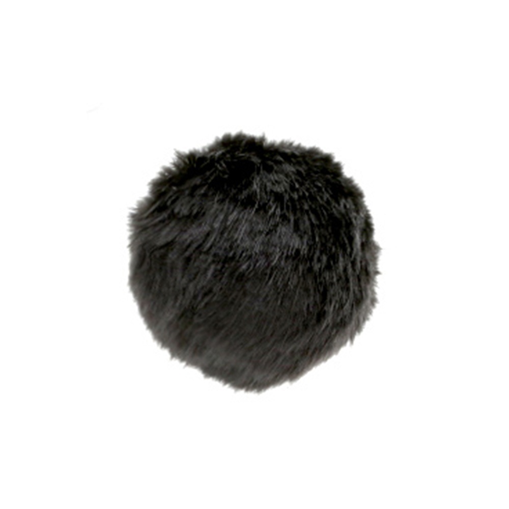 フェイクファー (エコファー) ぼんぼん 7cm ブラック 【ネコポス便不可】