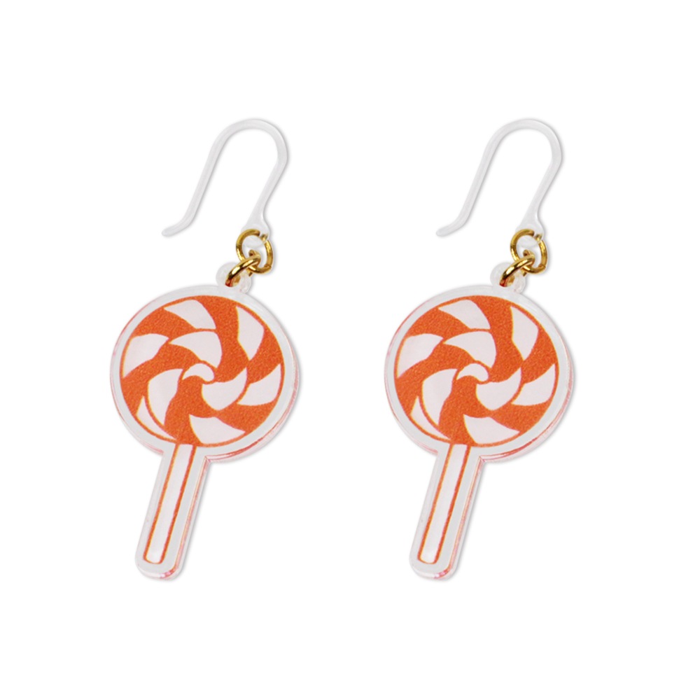 ハロウィン 樹脂ピアス フックタイプ ペロペロキャンディ 1ペア（2個組）