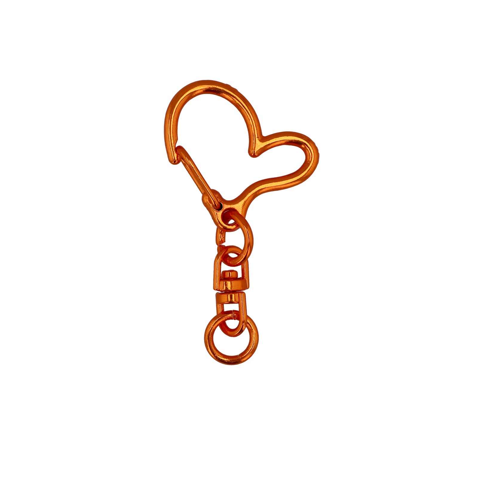 ワンタッチキーホルダー チャームキーホルダー シーベル付き ハート メタリックカラー