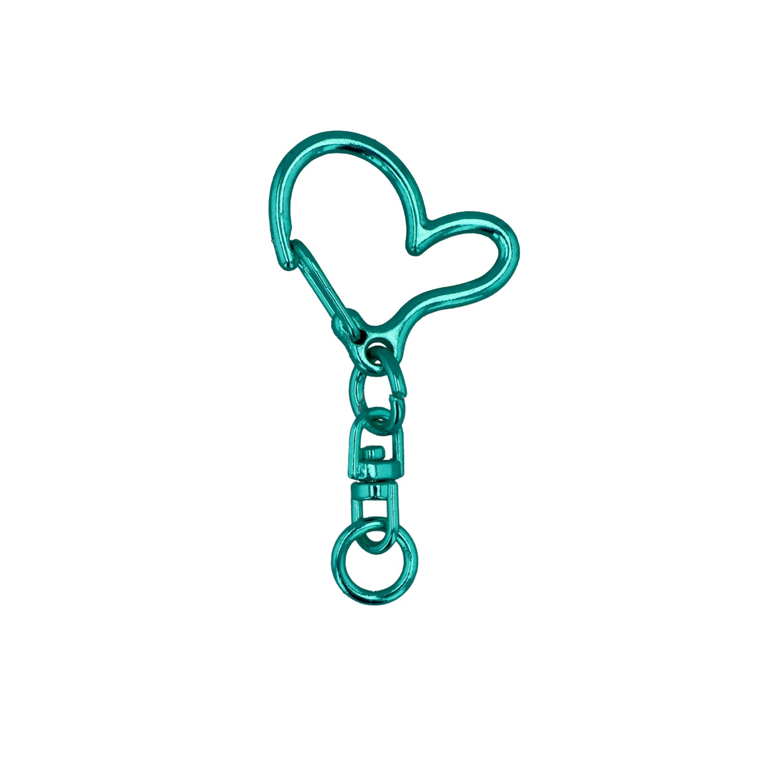 ワンタッチキーホルダー チャームキーホルダー シーベル付き ハート メタリックカラー