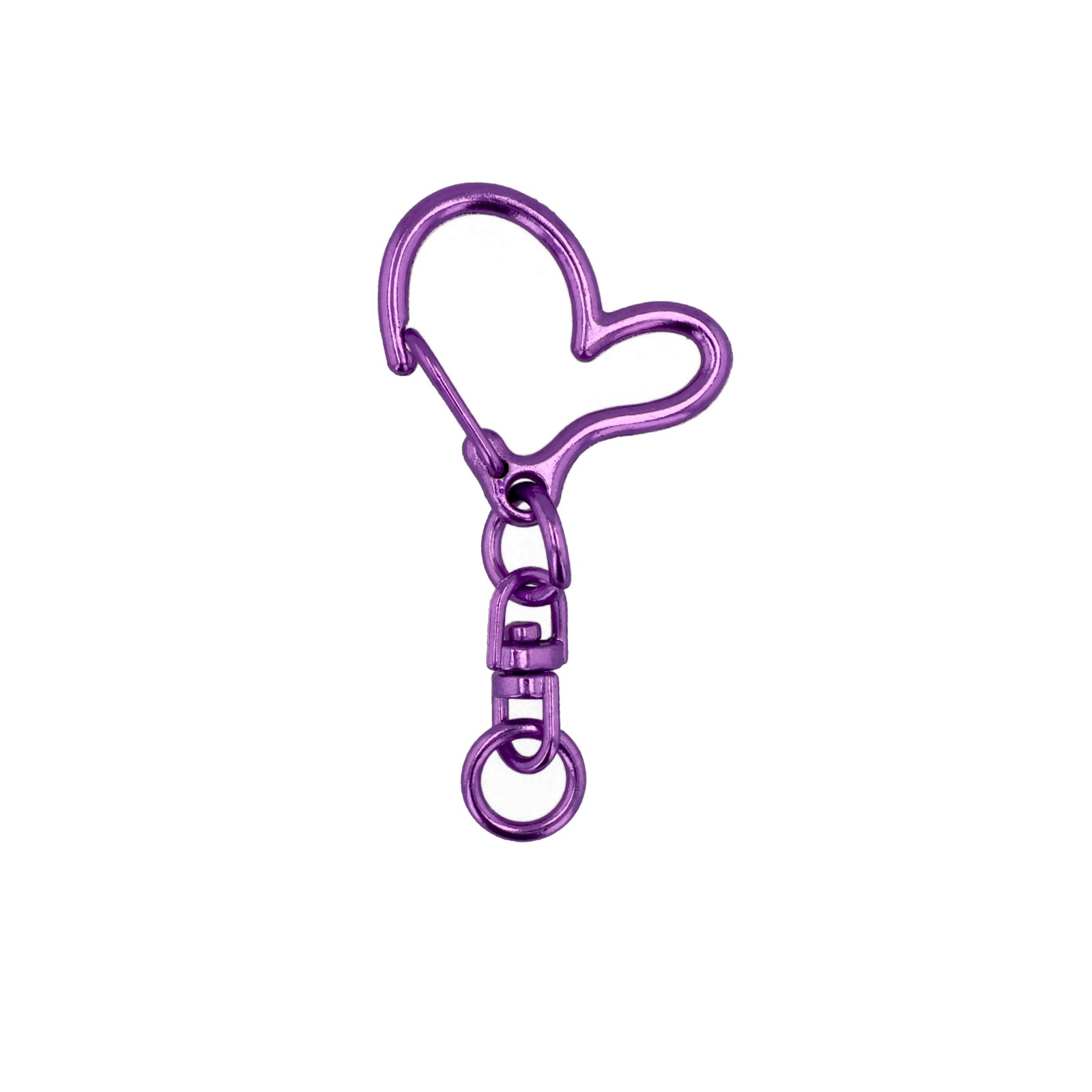 ワンタッチキーホルダー チャームキーホルダー シーベル付き ハート メタリックカラー