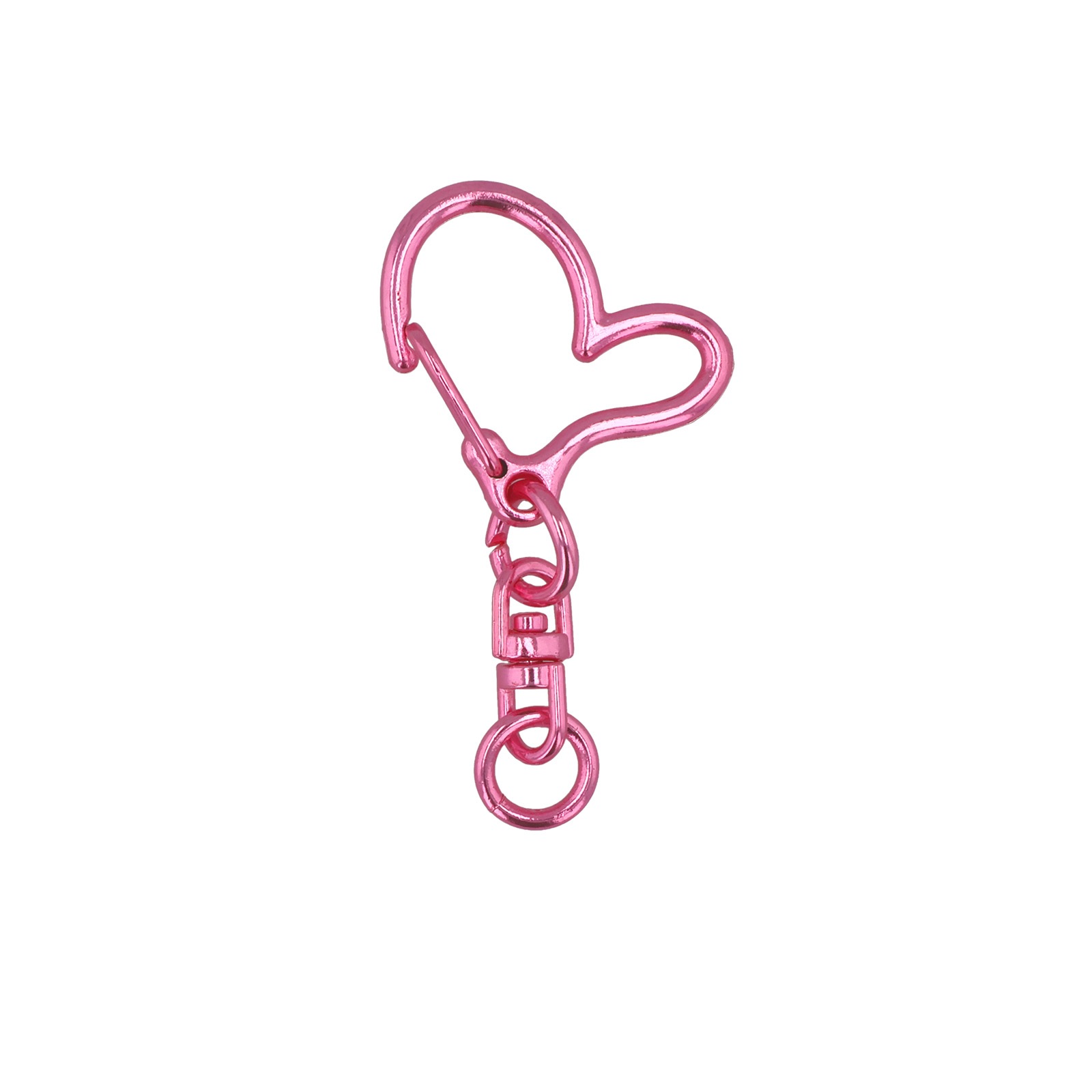 ワンタッチキーホルダー チャームキーホルダー シーベル付き ハート メタリックカラー