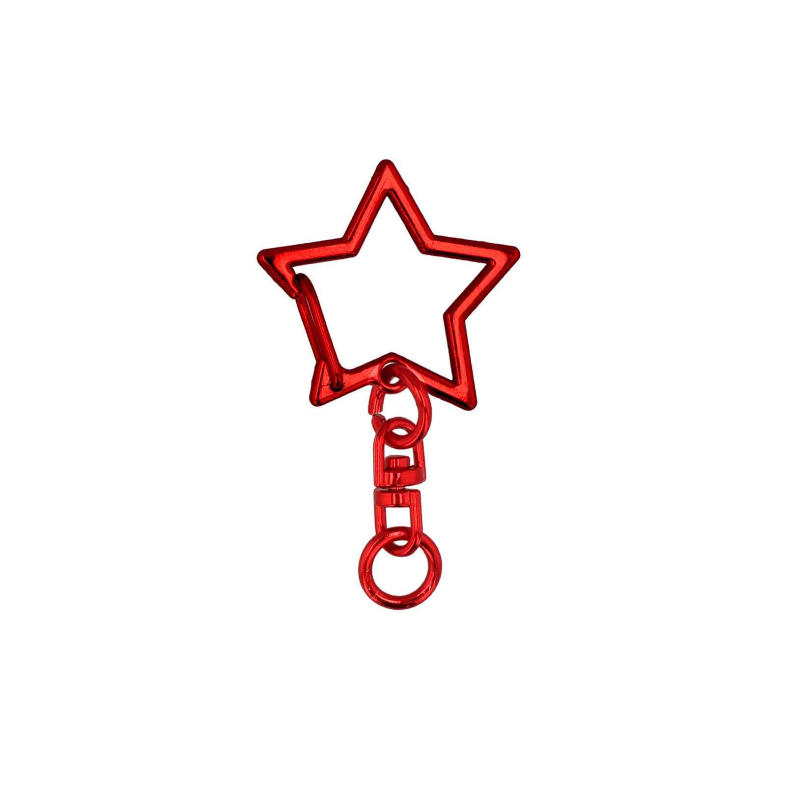 ワンタッチキーホルダー チャームキーホルダー シーベル付き 星 メタリックカラー 