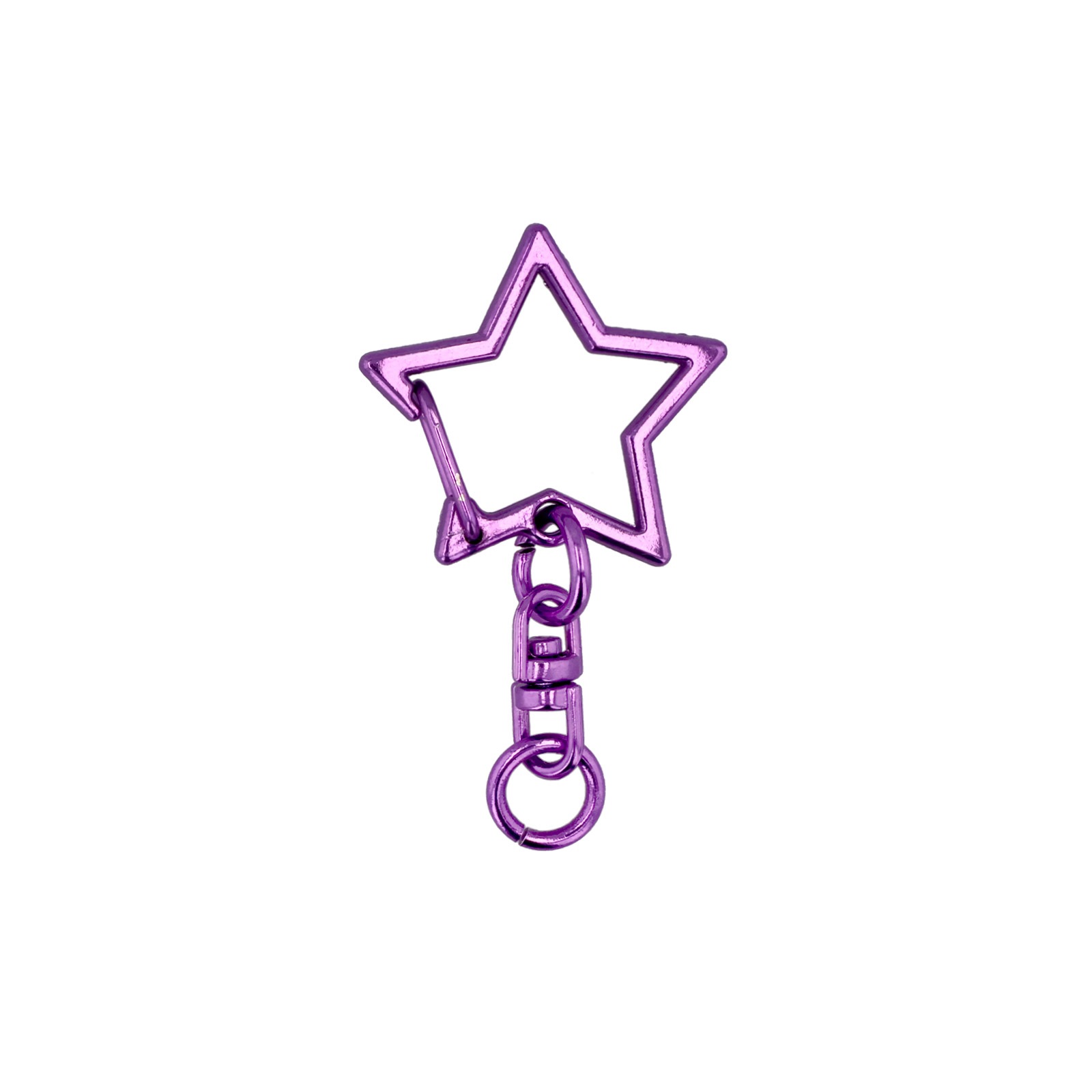 ワンタッチキーホルダー チャームキーホルダー シーベル付き 星 メタリックカラー 