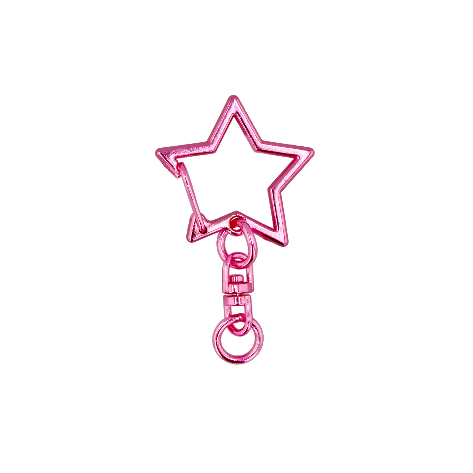 ワンタッチキーホルダー チャームキーホルダー シーベル付き 星 メタリックカラー 