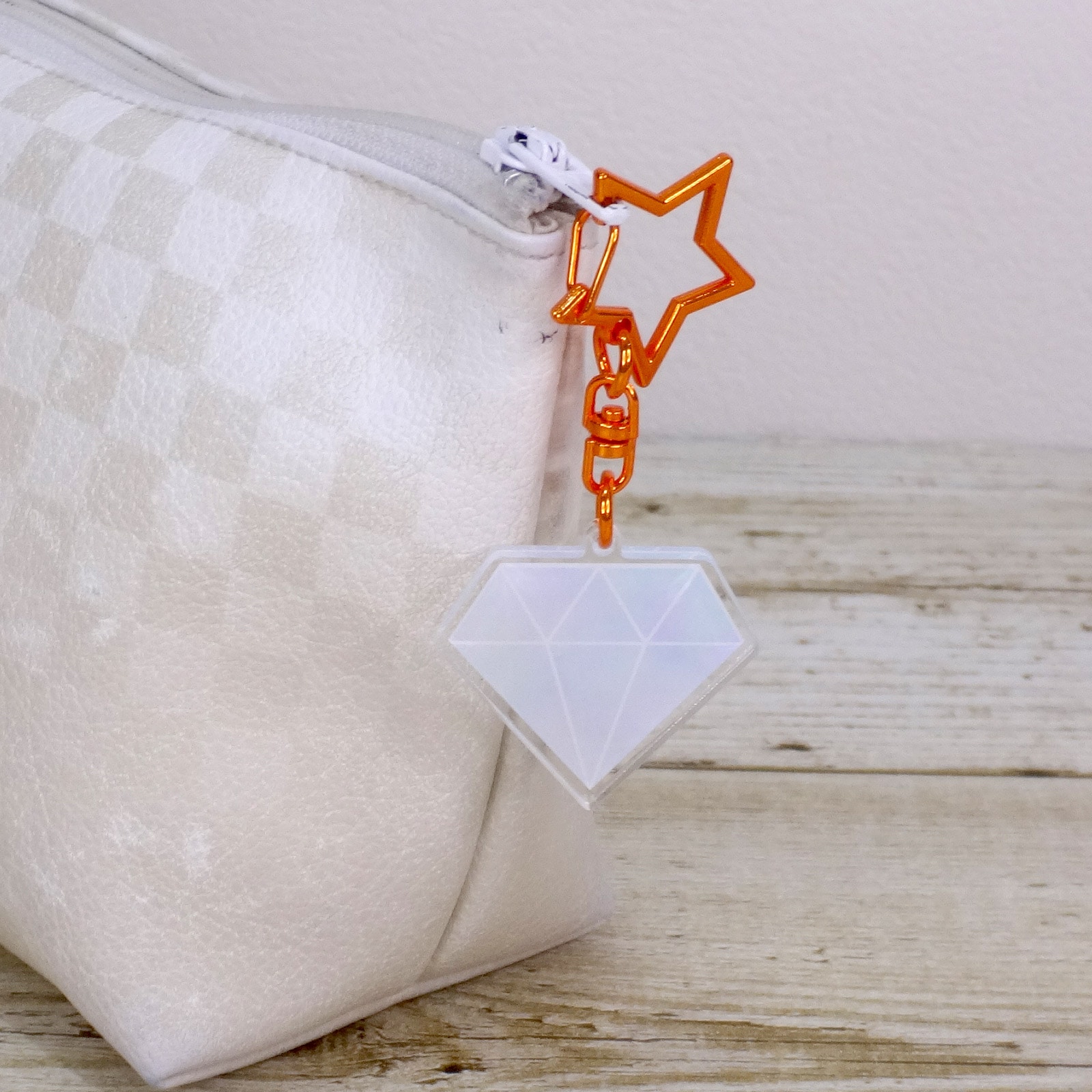 ワンタッチキーホルダー チャームキーホルダー シーベル付き 星