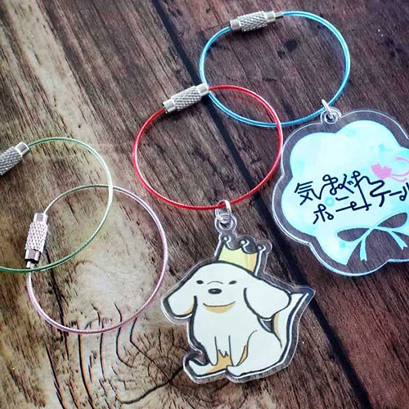 カラーワイヤーキーホルダー Y10/12cm ビニールコーティング ブルー