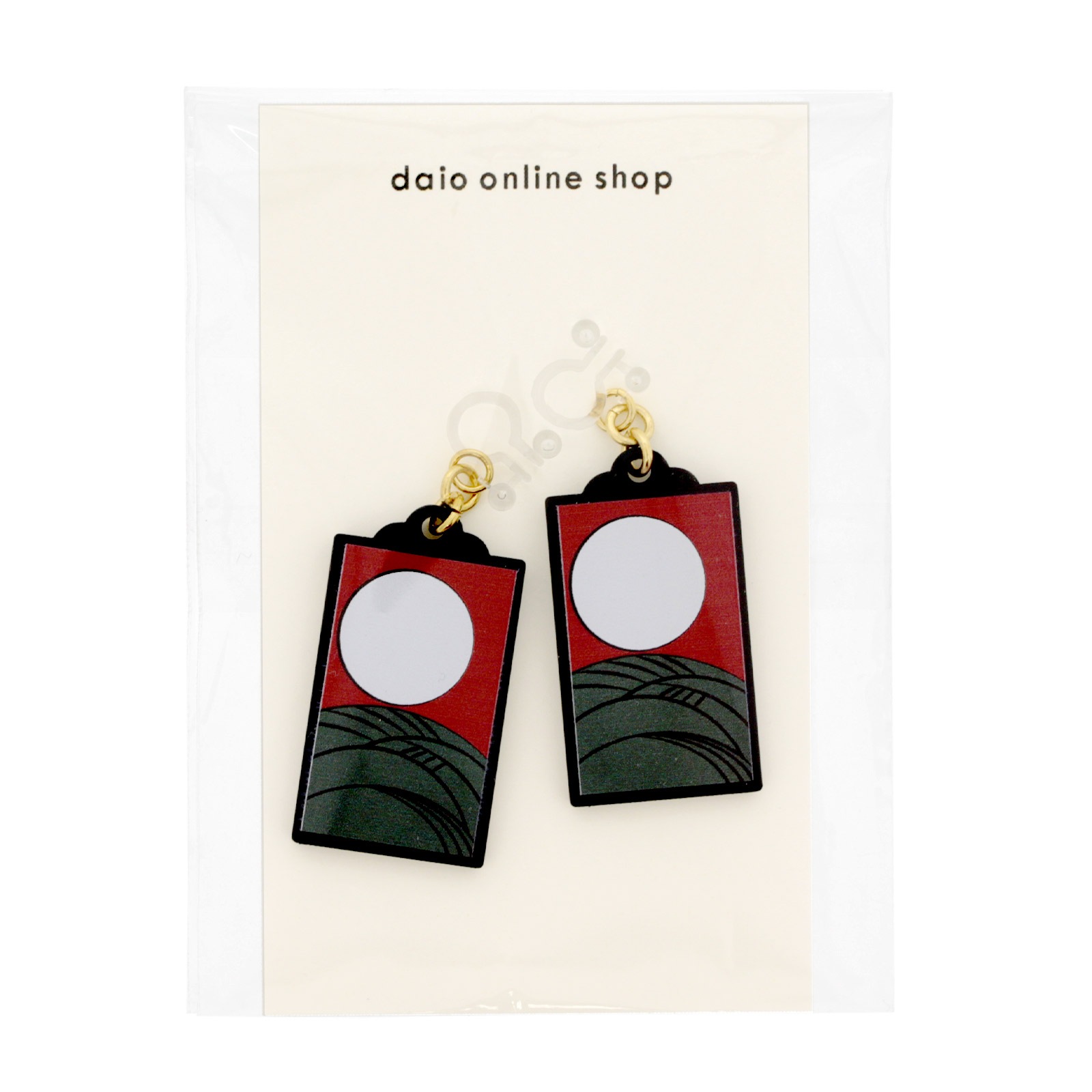 花札イヤリング 樹脂イヤリング ノンホールピアス 8月 芒（すすき）に満月 1ペア（2個組）