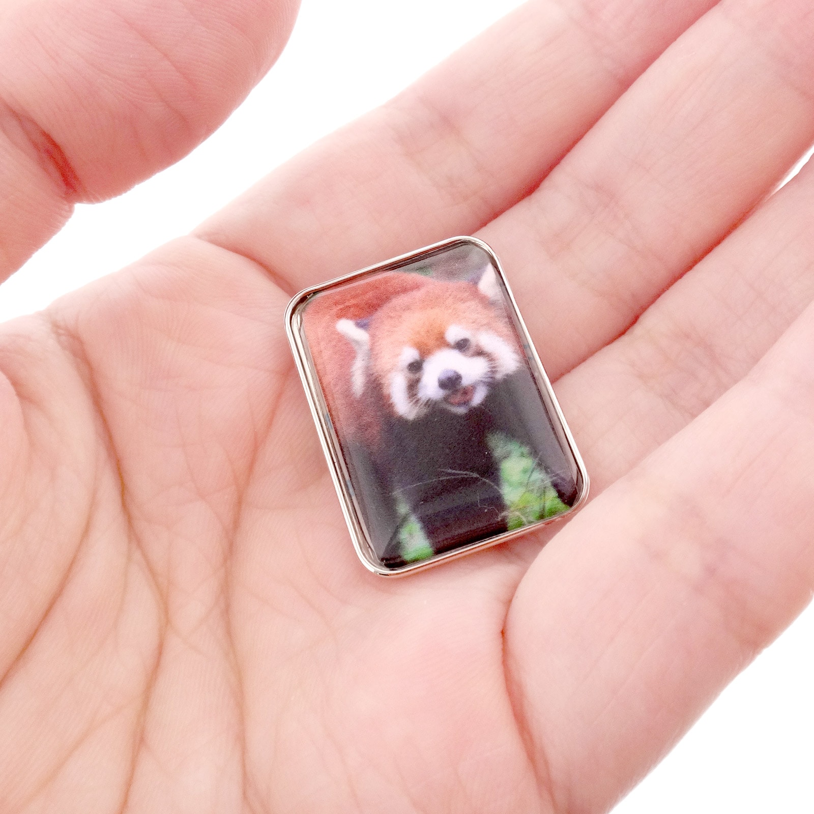 シルバー メタル ピンバッジ 長方形 ドームピンズ メタル 長方形 24×17mm シルバー （DAP-K24A