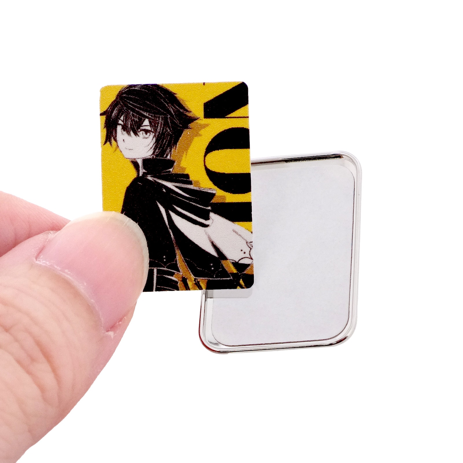 シルバー メタル ピンバッジ 長方形 ドームピンズ メタル 長方形 24×17mm シルバー （DAP-K24A