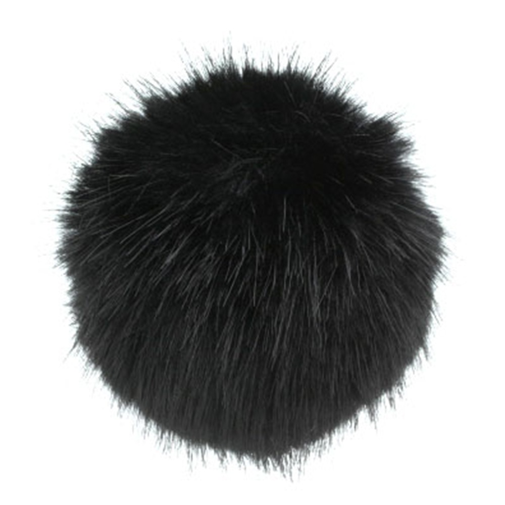 フェイクファー (エコファー) ぼんぼん 12cm ブラック 【ネコポス便不可】