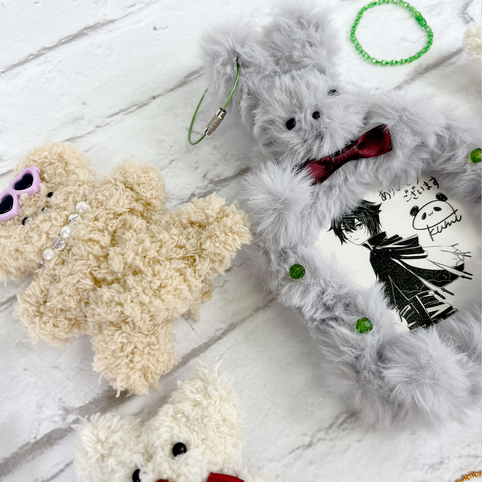 カラーワイヤーキーホルダー Y10/12cm ビニールコーティング ライトグリーン