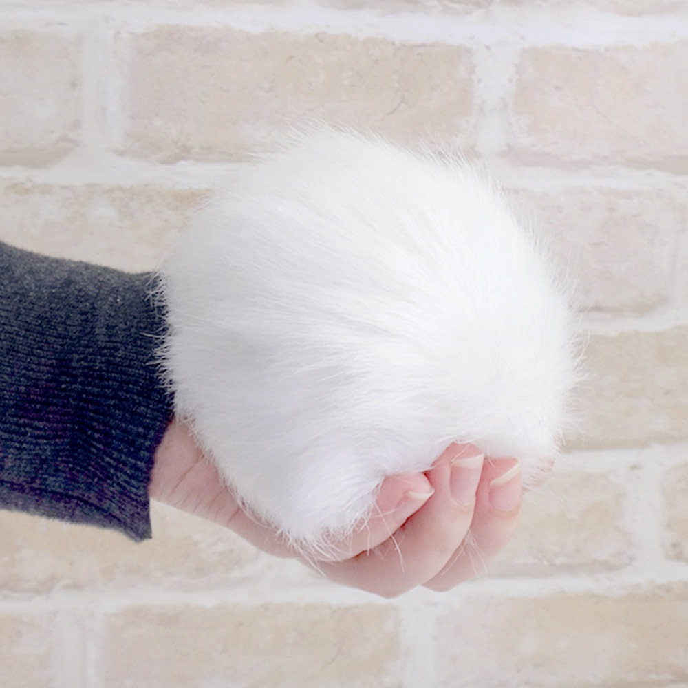 フェイクファー (エコファー) ぼんぼん 12cm グレー 【ネコポス便不可】