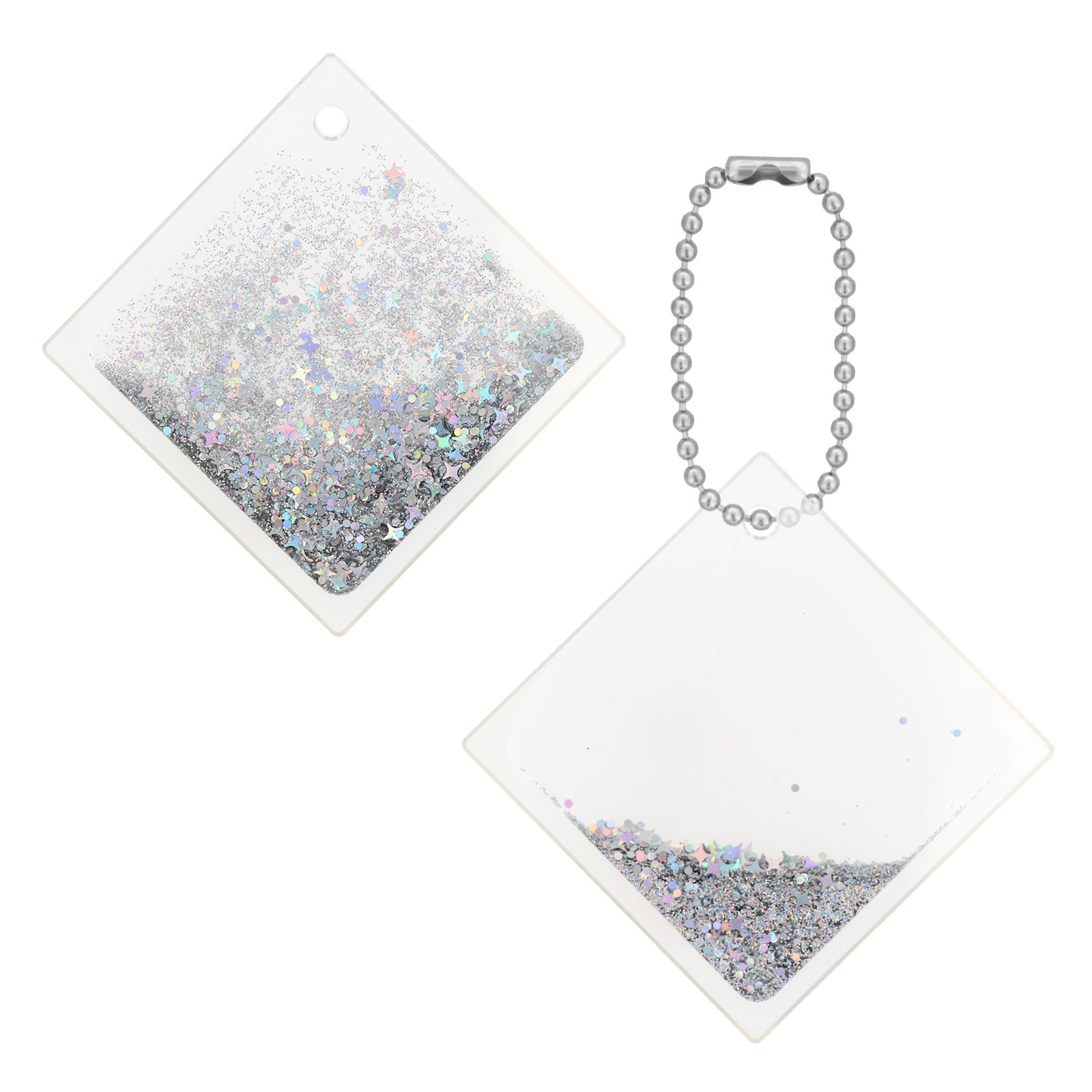 オイルインアクリルキーホルダー 50×50×5mm クリア 無地 パーツ/ボールチェーンセット/スタンドパーツセット