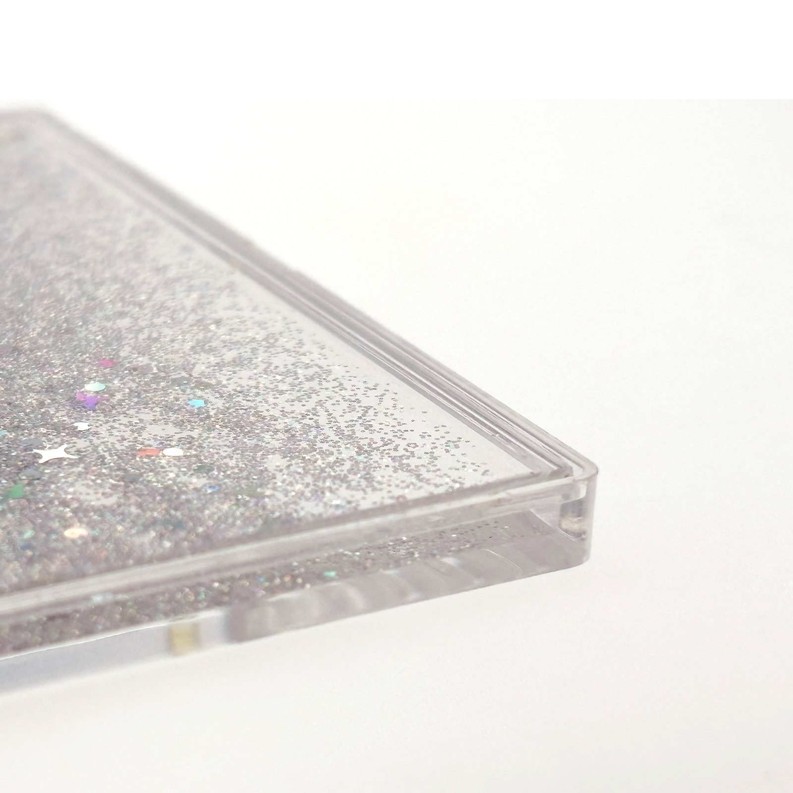 オイルインアクリルキーホルダー 50×50×5mm クリア 無地 パーツ/ボールチェーンセット/スタンドパーツセット