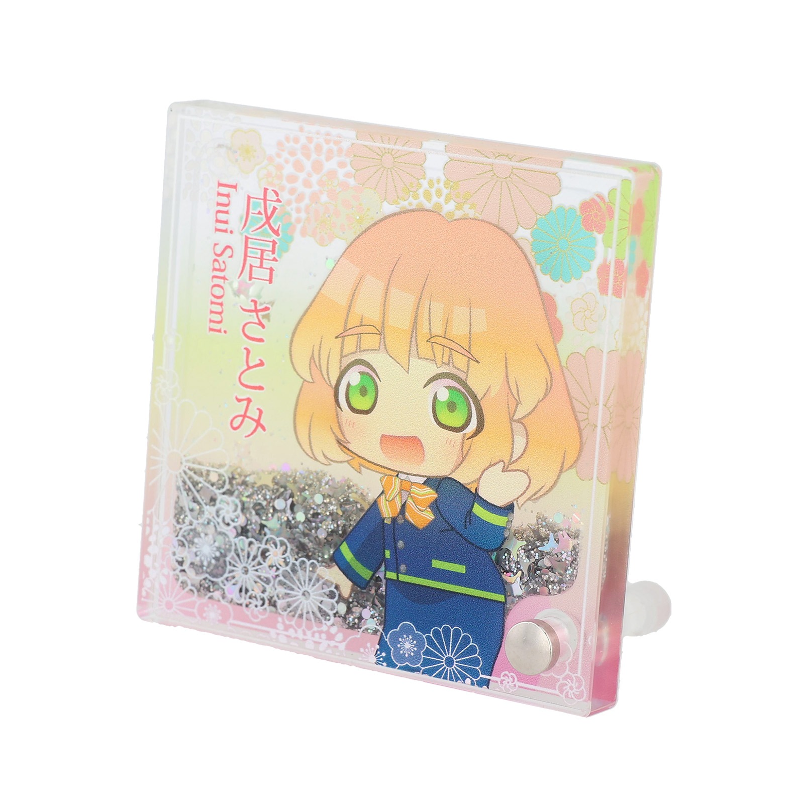 オイルインアクリルキーホルダー 50×50×5mm クリア 無地 パーツ/ボールチェーンセット/スタンドパーツセット