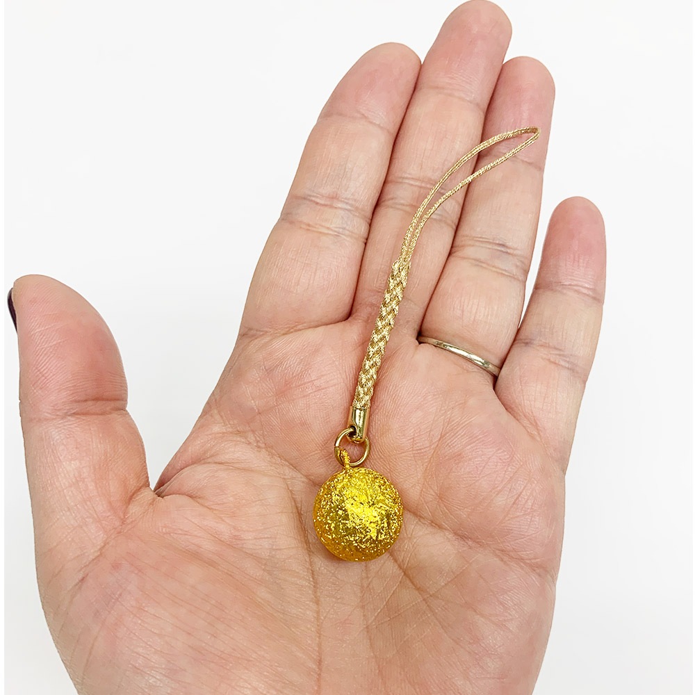 オルゴールのような癒しの音色 水琴鈴 チヂミ 金 根付紐 ゴールド NDX-GD 付き