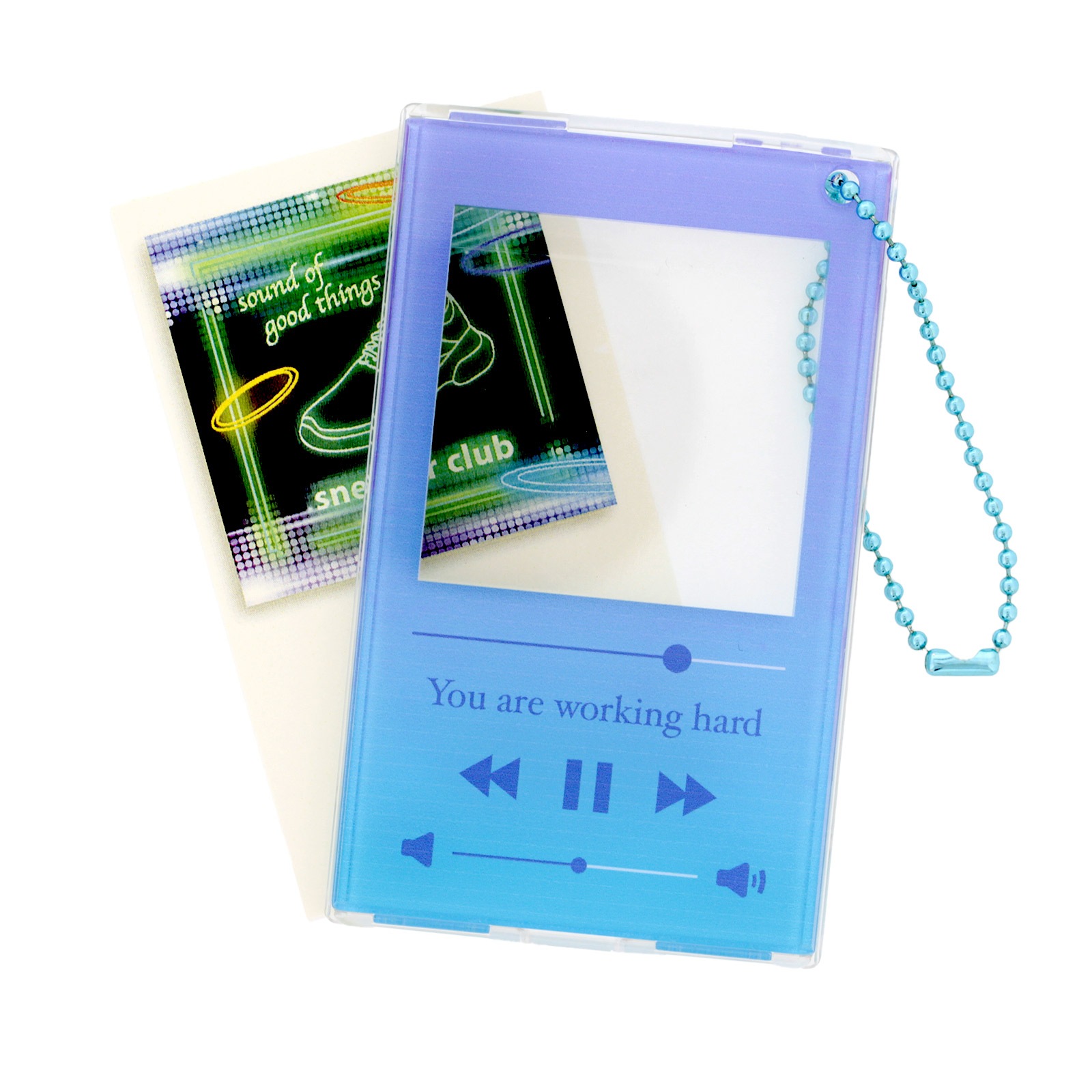 PCクリアパスケース 音楽プレイヤー風 ボールチェーン＆中紙付き