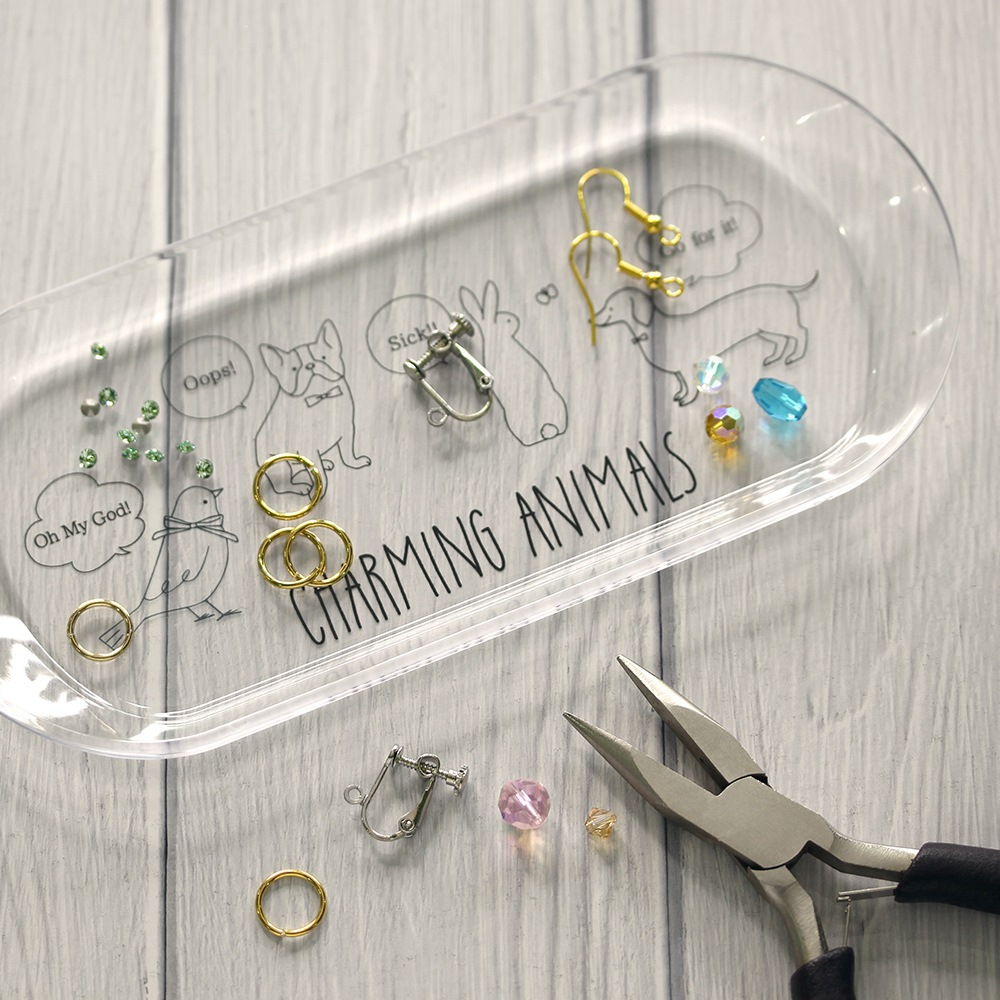 PS（ポリスチレン）製 マルチトレイ 175mm ラメ入りクリア 無地