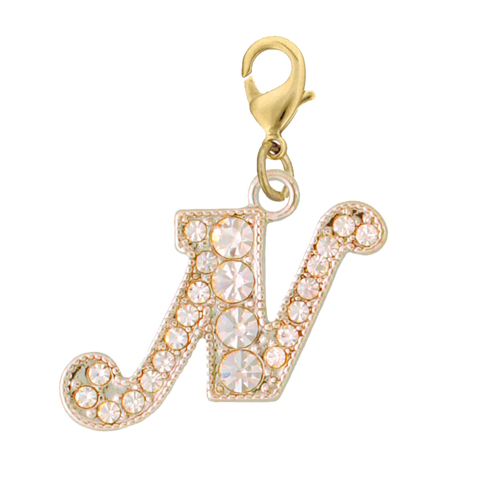 アルファベットラインストーンチャーム Y21S 薄金メッキ （N