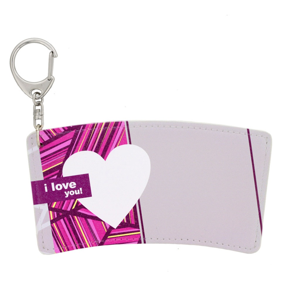 バレンタインに メッセージが書ける カップスリーブ 合皮レザー製 デザインA（ピンク）