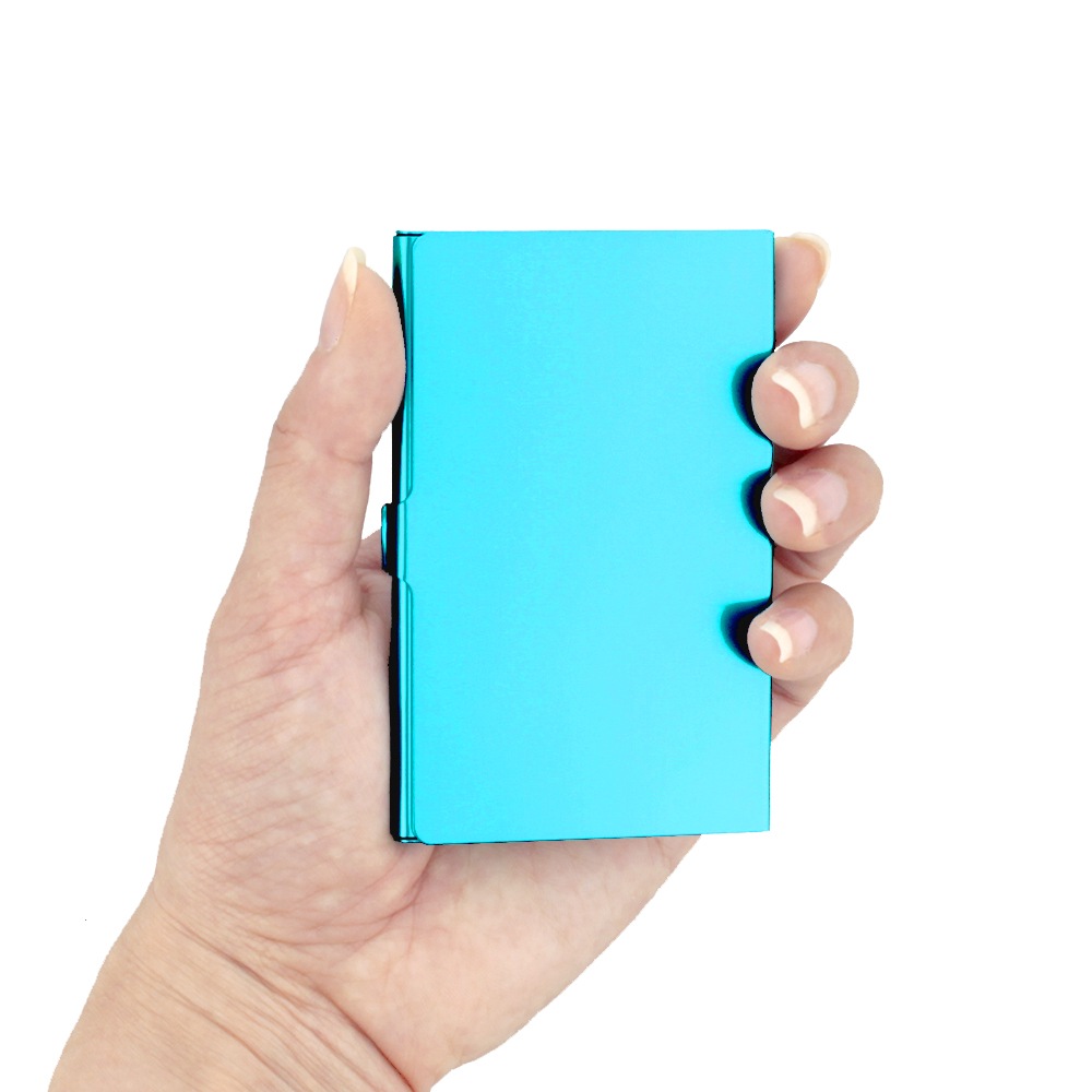 アルミ製 カラーカードケース 光沢ブルー