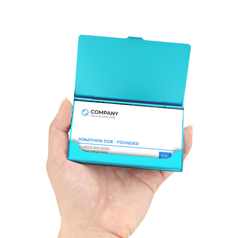 アルミ製 カラーカードケース 光沢ブルー