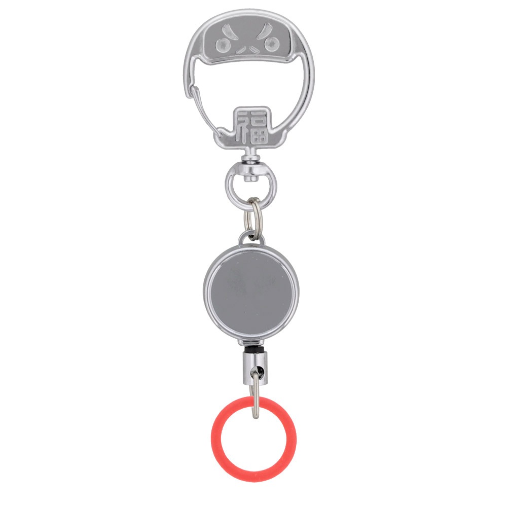 アルコールボトルホルダー リールキーホルダー付き チャームフック だるま（レッド）