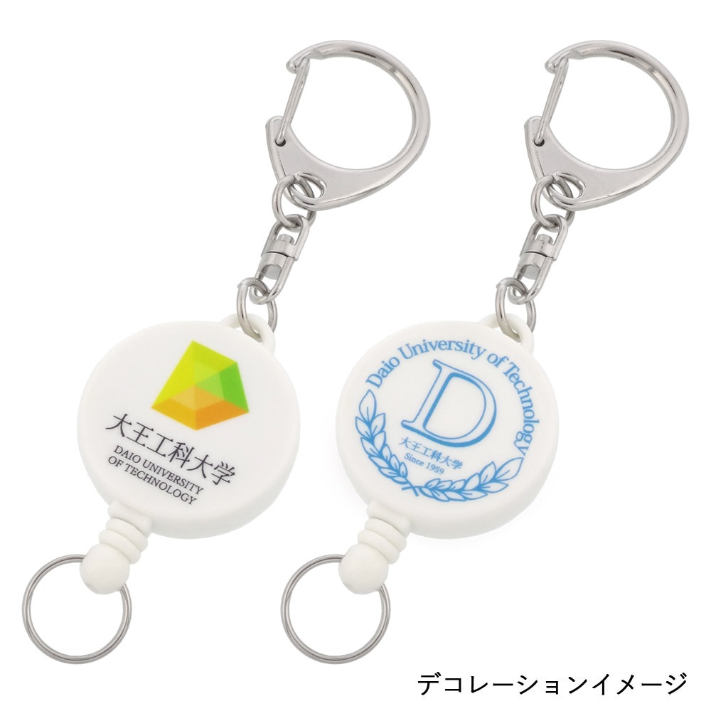 ○両面フラットボディ○ ツボ付リールキーホルダー ブラック｜パーツ