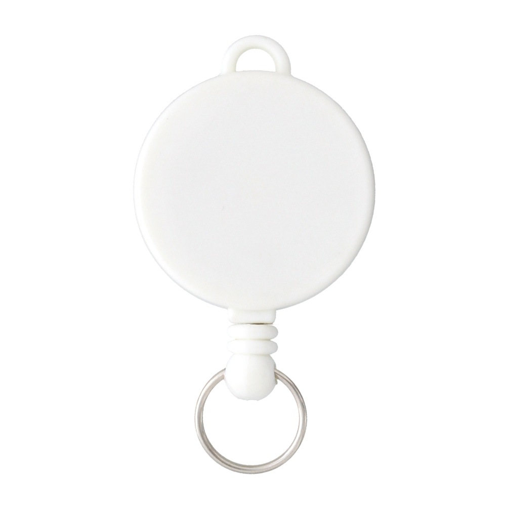 ○両面フラットボディ○ ツボ付リールキーホルダー ホワイト