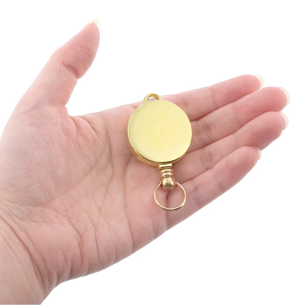 ○両面フラットボディ○ ツボ付リールキーホルダー ゴールド 【在庫