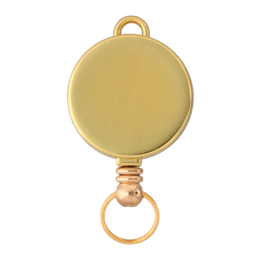 ○両面フラットボディ○ ツボ付リールキーホルダー ゴールド 【在庫限り】