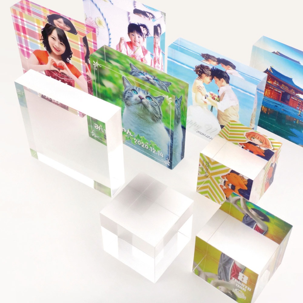 アクリルフォトキューブ 90×90×20mm クリア 無地｜パーツ材料の通販