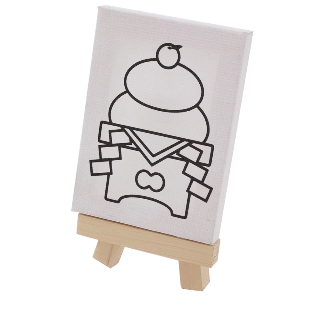 お正月 塗り絵 ミニキャンバス 50×70mm 鏡もち